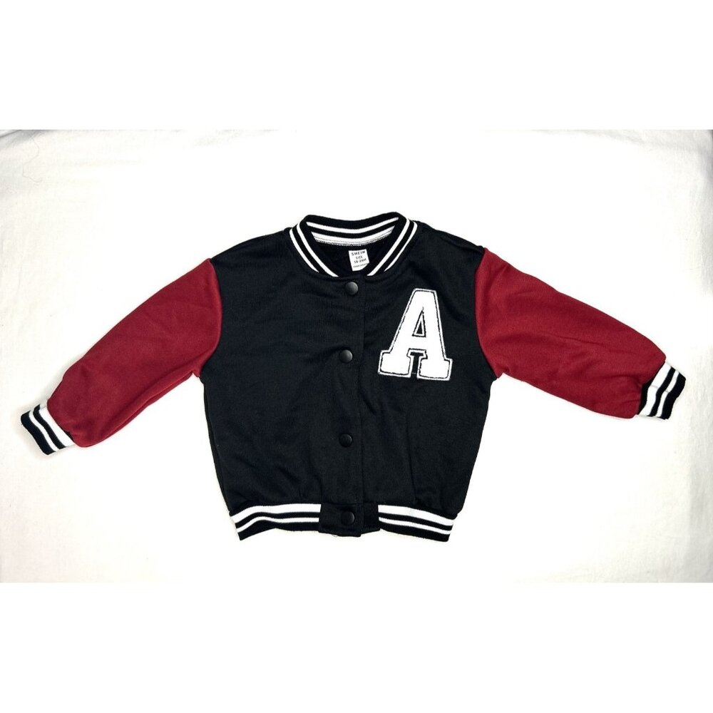 SHEIN Toddler Varsity Letterman Jacket 18-24M Bomber Snap Button Soft Cute A